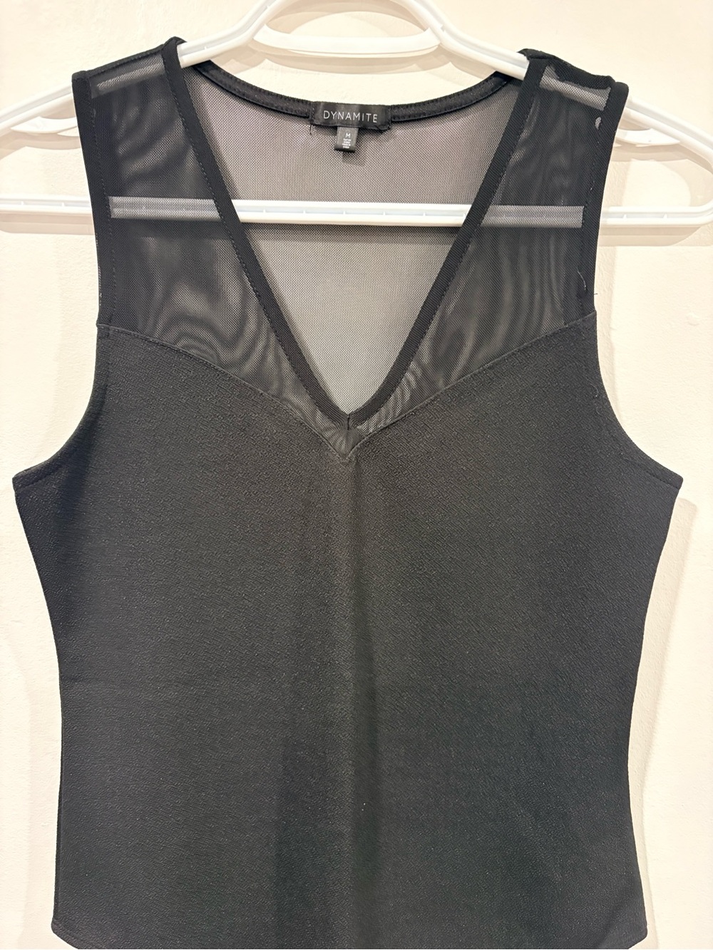 Dynamite Black Mesh V-Neck Bodysuit Size Medium - Picture 3 of 10